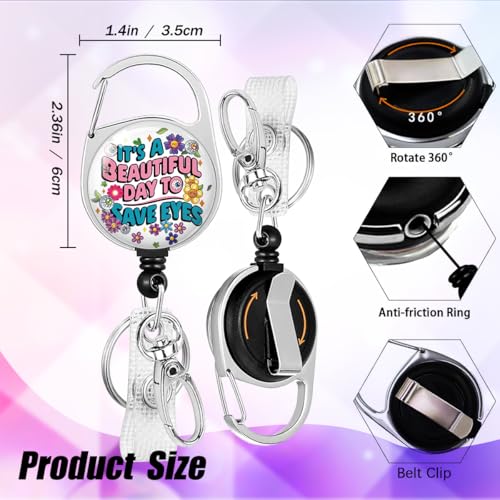 Funny Optometry Badge Reel, Retractable ID Badge Holder Heavy Duty with 360°Swivel Carabiner Belt Clip for Optometrist Eye Doctor Vision, Optometry Student Graduation Gifts - color: Beautiful Day