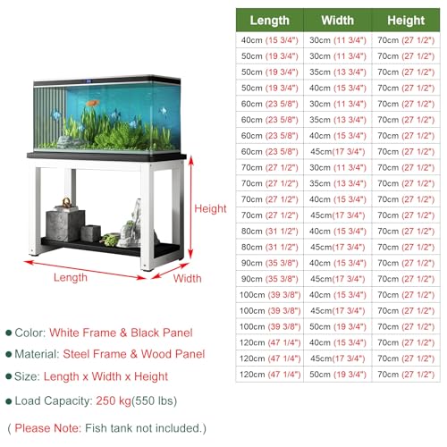 2-Tier Fish Stand - Durable Steel Frame & Wooden Rack, Stylish Organizer for Reptiles, Aquatic Displays, Home Storage, Table Cabinet, Perfect for Enthusiasts & Collectors - color: B, size: 70x30cm(27 1/2"x11 3/4")