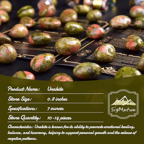 Polished Stone Set Unakite Crystals, 0.8" Handpicked Tumbled Gemstones Rocks, Pebbles for Reiki, Chakra, Healing, Home Decor - color: Unakite, size: 0.8"