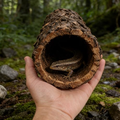 Hollow Tree Log Reptile Hideaway House Lizard Hiding Spot Shelter for Gecko Turtle Spider Hermit Crab Aquarium Decorative Cave Realistic Terrarium Decor 12x3 Inch - size: 30.00X8.00X8.00CM