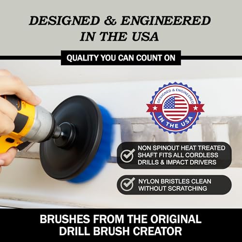 Drill Brush Attachments for Cleaning Carpet, Chairs, Seats, Wheels, Vinyl, Bathroom, Bathtubs, Shower, Tile, Grout, Trucks, Boats - Drill Brush for Car Detailing - Car Detailing Kit Interior Cleaner - color: White, Blue, Red, size: 2in, 4in, 3.5in corner