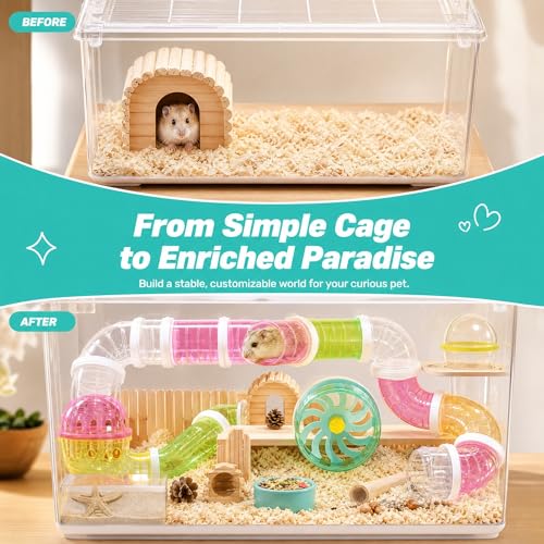 Toyvian Hamster Tunnel Connector Rings, 20pcs Universal DIY Cage Tube Connectors for Small Animal Habitats Replacement Connecting Plates for Gerbils Mice Rats White Plastic Accessories