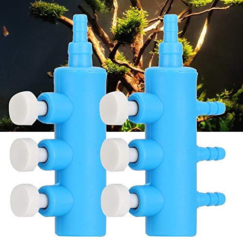 2pcs Aquarium Air Splitter, Aquarium Air Control Lever Valve Distributor Splitter Airline Tube Connector Air Pump Accessories for Fish - color: 3 Way