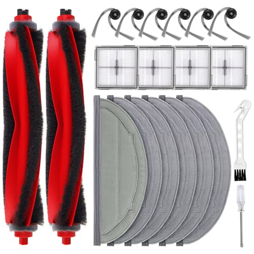 20 Packs Replacement Parts for Roborock Q10 S5 / Q10 S5+ Plus Robot Vacuum, 2 Main Brush, 6 Mop Cloth Pads, 6 Side Brushes, 4 HEPA Filters, 1 Cleaning Tool, 1 Screwdriver - color: Q10S5-20Pcs Kit - Black