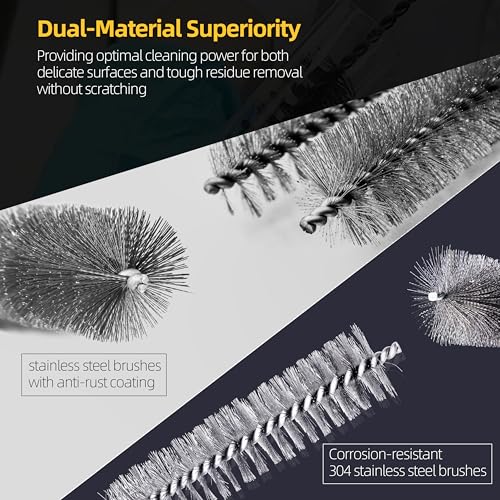7Pcs Wire Tube Brushes Set,Stainless Steel Bottle Brush ,12" Long Wire Bore Brushes for Deep Cleaning Pipes,Tubes,Narrow Spaces, Engine Parts, Home Brew(1/4"-1" Sizes) - color: silver, size: 7 Pieces, 12 Inches