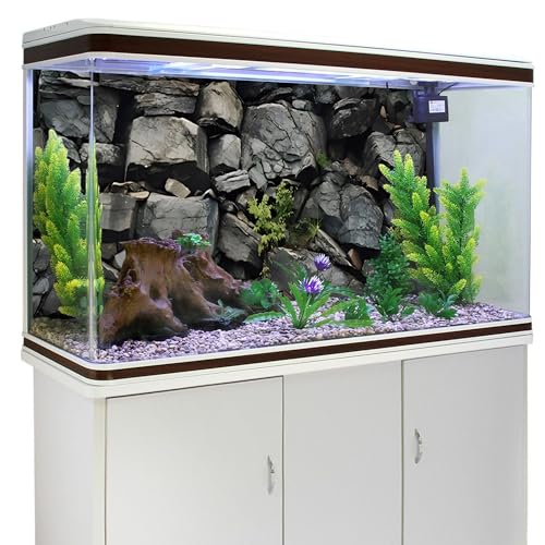 AWERT 60x24 inches Stone Aquarium Background Grey Rock Fish Tank Background Rocky Terrarium Background - size: 60x24in/150x60cm