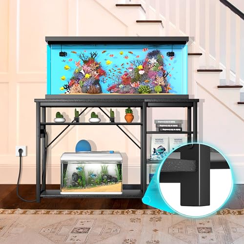 GRLEAF 55-75 Gallon Aquarium Stand: 1000LB Capacity, Built-In Power Outlets, 3-Tier Shelves for Fish Tank Accessories Storage, Heavy-Duty Steel/Wood Hybrid for Fish & Reptile Tanks | Excludes Tank - size: 55-75 Gallon