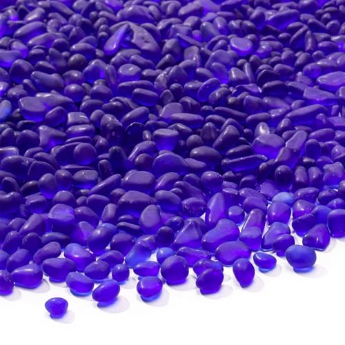 Keedolla 0.5 Lb Cobalt Blue Frosted Sea Glass Stones Fish Tank Rocks Gravel Aquarium Glass Pebbles Marbles Gemstones for Vase Fillers, DIY Crafts, and Home Decor - color: Cobalt Blue, size: 0.5 LB