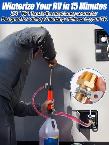 Hand Fuel Transfer Pump with Leakproof Clamps - Versatile Manual Siphon for Gasoline, Oil, Diesel, Antifreeze, Emergency Use for Car/Lawn Mower/Motorcycle/RV, Includes 3/4" NPT Brass Connector