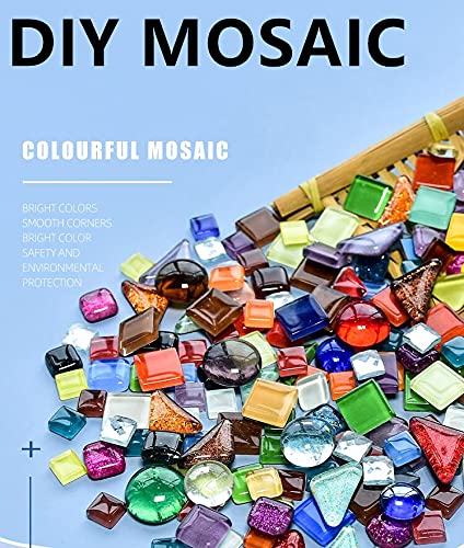 BTMIEY 500g Glue Down Irregular Tiny Mosaic Tile Hobbies Children Handmade Crystal Craft for Bathroom Kitchen Home Decoration DIY Art Projects,0.4X0.4 Inch(Mixed Color Series) - color: Mix Color Series