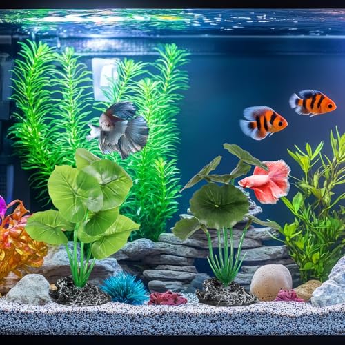 2 Pack Silk Plants for Fish Tank, Fish Tank Plant,12 Inch Aquarium Silk Plants Betta, Beta Fishes Tanks Decor Soft, Suit for Betta Leaf Hammock Goldfish Reptiles Decor Accessories