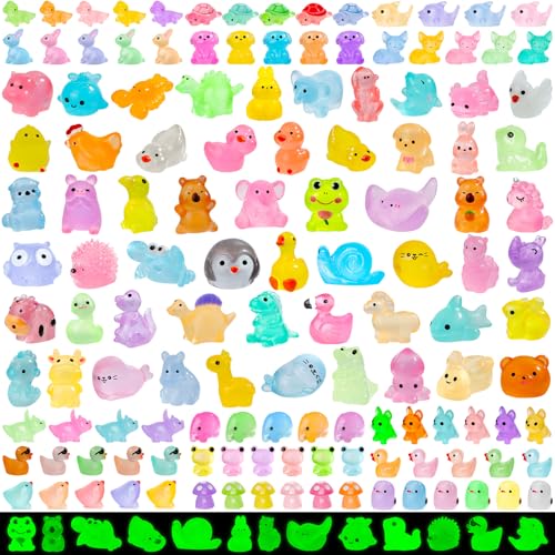 180pcs Luminous Mini Resin Animals Colorful Tiny Small Little Glow in the Dark Mini Resin Figures to Hide Miniature Animal Figurines for DIY Dollhouse Micro Garden Landscape Aquarium Decor Gift Crafts - style: 180Pcs-Luminous Bulk