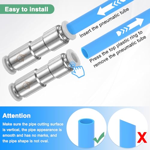 M METERXITY 2-Pack 6/25 Inch OD Tube Push to Connect One Way Check Valve Nickel Plated Brass & Plastic Inline Air Pneumatic Check Valve for Air/Gas [Gray White] - color: Gray White, size: 6mm OD