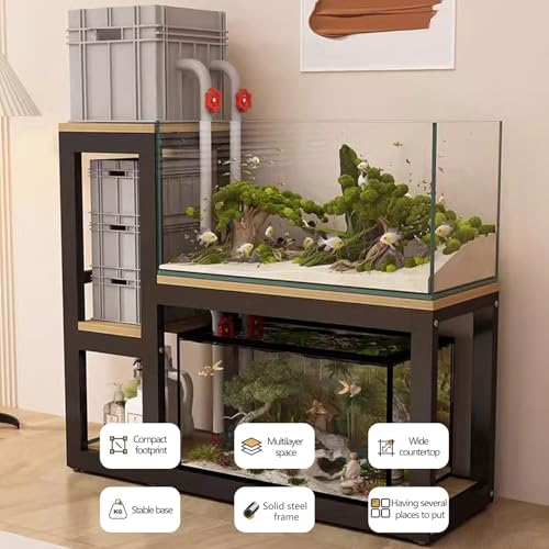 Metal Fish Tank Stand, Non-slip Pads, Multi-tiered Design, Sturdy Support(White A,120cm/47.2in) - color: White A, size: 120cm/47.2in