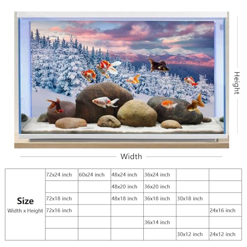 YongFoto Winter Snow Scene Fish Tank Background 24x16 inch Snowfield Pine Forest Rime Sunglow Rosy Clouds Polyester Backdrop Reptile Terrarium Aquarium Bearded Dragon Habitat Background - color: Purple 3, size: 24x16in/60x40cm