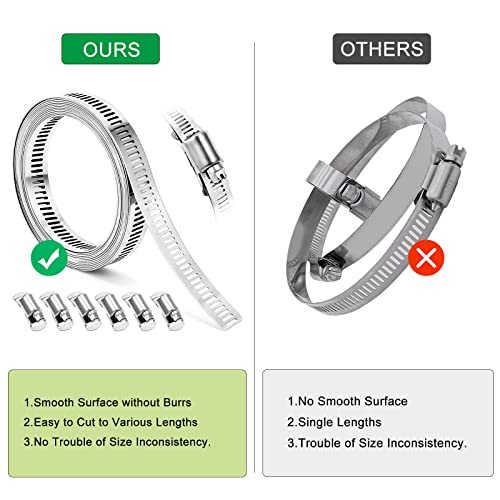 Hose Clamps, DIY 8.5 FT Metal Strap + 6 Fasteners, Hose Clamps Stainless Steel, Large Adjustable Hose Clamp Pipe Clamp for Pipe Automotive Mechanical Applications - size: 8.5 FT Metal Strap + 6 Fasteners