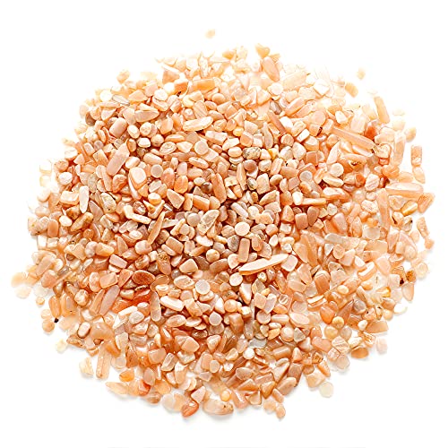 Cherry Tree Collection 1/2 Pound Polished Tumbled Gemstone Chips, Pebbles, Crystal Chips Bulk for Jewelry Making, Healing, Plants, Succulents, Aquariums, Decoration, Chakra (Pink Moonstone) - color: Pink Moonstone