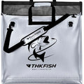 THKFISH Fish Tournament Weigh in Bag for Bass Fishing, Heavy Duty Insulated Live Fish Bag for Caught Fish with Waterproof Zipper and Mesh Liner, Leakproof,Puncture Resistant (Silver-25×23in with Net) - color: Silver-25×23in with Net