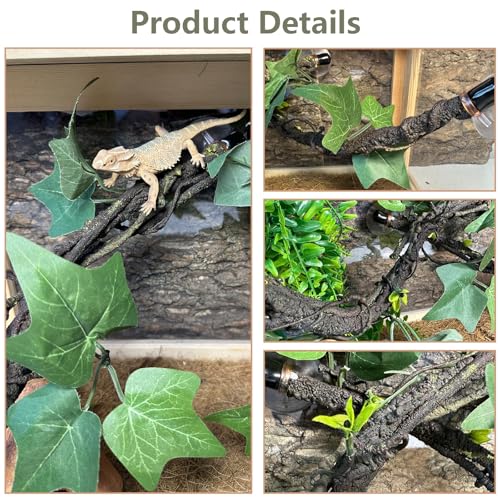 Reptile Climbing Branch Flexible Bend-A-Branch Jungle Vines Terrarium Plant Decoration with Suction Cup for Crested Gecko Chameleon Gecko Snake Tree Frog 2PCS - color: Green