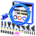 TAILONZ PNEUMATIC Blue 4MM or 5/32 Inch OD 10 Meter 32.8ft PU Polyurethane Air Tubing Kit Pipe Hose Air Line Tubing Air Hose Fittings Push to Connect Fittings(29PCS) - color: Blue, size: 5/32" OD - 32.8 FT
