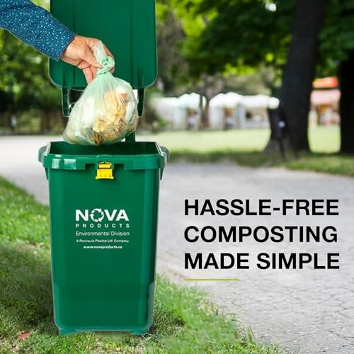 Nova Products 7 Gallon (32L) Multi-Purpose Storage Bin with Lid | Compact HDPE Container for Organic Waste, Pet Food, Road Salt | Easy to Clean Design with Side & Bottom Handles | Indoor&Outdoor Use