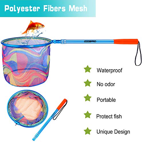Kids Fishing Net - Telescoping Bait, Minnow, and Butterfly Net With 11.4" Depth, Handle Extends to 30" for Easy Catch and Release - color: Blue 2pack