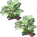 2Pcs Reptile Artificial Plants, Terrarium Plants Decorations, Aquarium Fish Tank Plant, Amphibian Habitat Hideout (Style-2) - color: Style-2