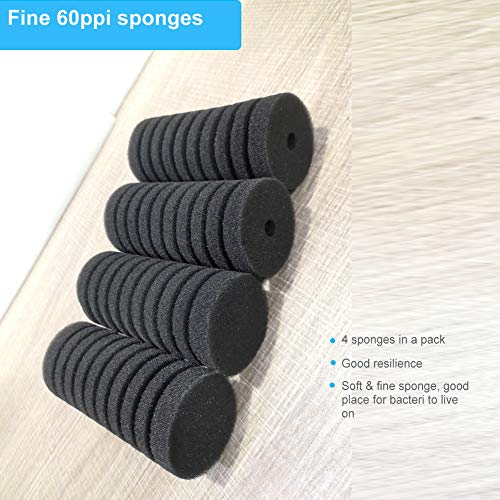 hygger Pack of 4 Replacement Sponges for Aquarium Double Sponge Filter (S) - size: Sponge S
