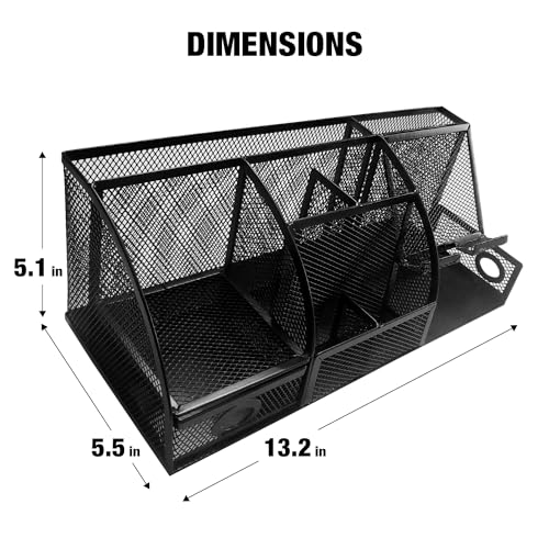 Mesh Desk Organizer Set Office Accessories - Desk Organization with multiple compartments for Desk Supplies, Desk Storage Organizer, Desktop Organizer with drawers, Desk Organizers and Accessories