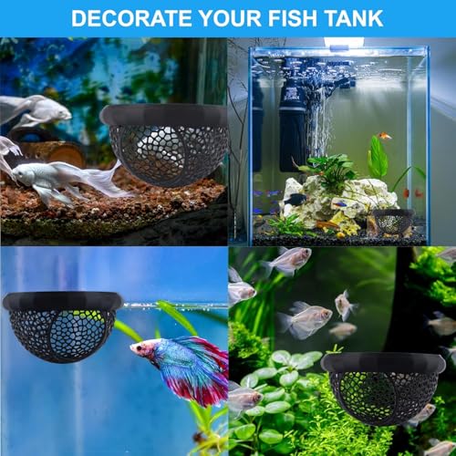 2PCS Floating Betta Hammock & Shrimp Shelter, Beta Fish Tank Decor, Aquarium Beta Hideout, 3D Printed Aquarium Decor with Feeding Ring, Safe Resting Spot for Betta Fish, Shrimp and Small Fish