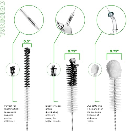 Pipe Perfect Original Cleaning Brush Set – Multi-Size Detail Brushes for Glass, Bottle, Tube & Narrow Openings | Deep Cleaning Kit for Hard-to-Reach Areas | Durable Reusable (Original Pack)