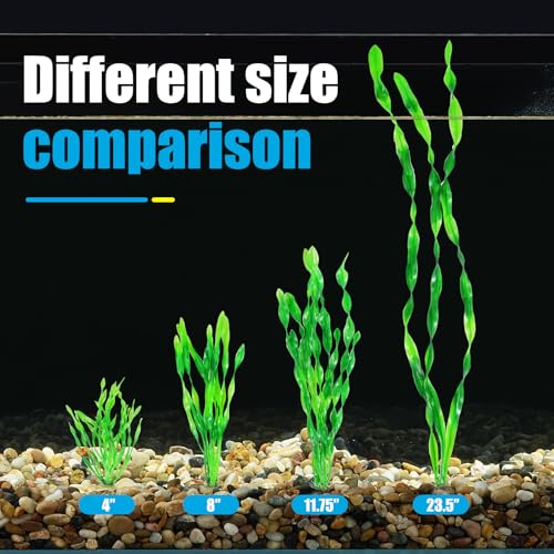 AQUANEAT Fish Tank Artificial Plants, Aquarium Plastic Seaweed Decorations, 11.75Inch Tall Fake Green Accessories, 10 Packs - size: 11.75inch