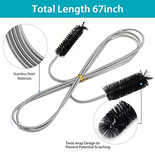 Drain Brush Pipe Cleaning Brush Slim Drain Hole Cleaning Tool Hose Flexible Feeding Tube Cleaning Brush Black Color - style: Two Heads Black Color