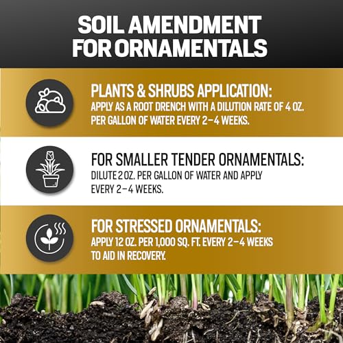 64oz 20% Humic Acid for Lawn - Covers 10,000 sq ft, Humic20 Soil Amendments, Ideal Soil Conditioner for Lawns, Promotes Aeration & Better Structure for Stronger Roots & Healthy Grass Growth