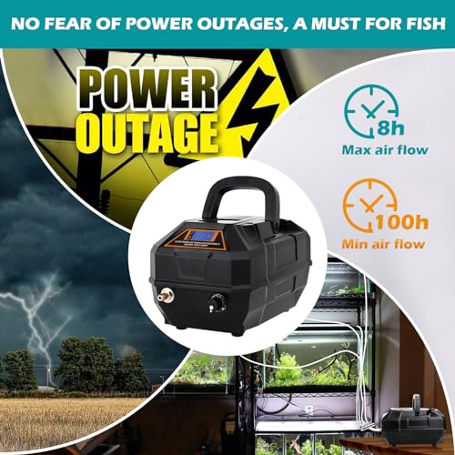 hygger Rechargeable Aquarium Pond Air Pump, Powerful Quiet Commercial Tank Air Pump with Hose Air Stone Check Valve Adjustable Flow Diverter Valve for Fishing Yacht/Power Outages/Hydroponic - size: 238GPH(15L/Min)