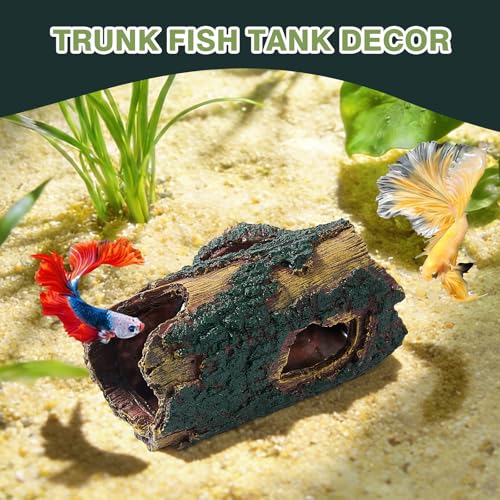 Resin Tree Trunk Aquarium Hideout Decoration, Driftwood Betta Fish Tank Cave, Non Toxic Safe Aquarium Ornament Decorations for Shrimp, Reptile Terrarium Cave Hide Accessories (Trunk) - color: Trunk