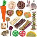 VESPRO Bunny Teys for Rabbits Hamster/Guinea Pig Toys Natural Timothy Hay Sticks chew Treats and Balls for Rabbit, Bunny, chinehila, Guirea Pig, Hamster, Rabbit Teeth Care - size: 24Pack-Set