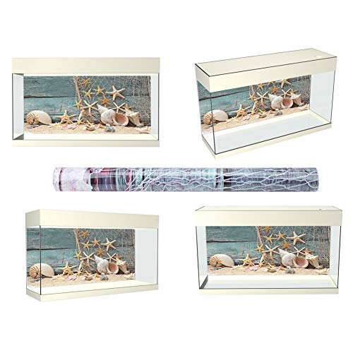 FILFEEL Aquarium Background Fish Decorations 3D Effect Adhesive Seashell Starfish Poster PVC Adhesive Decor Paper Sticker Paper Cling Decals (61x41cm)