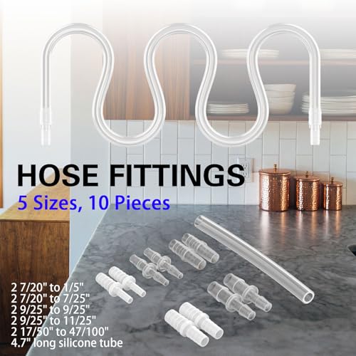 Female Urination Device Connector, Hose Barb Fittings 10Pcs, Connect The Urinal Tightly to the Extension Tube, Reusable Pipeline Connector, 1/5",7/25",7/20",11/25",47/100" (7/20" to 5 Diameters)