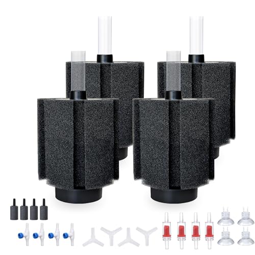ALEGI 4pcs Large Aquarium Sponge Filter with Suction Cups, Check Valves for Breeding Fry Betta Shrimp Fish Tank ((Upgrade) 40-80 Gal 4 Pcs) - size: (Upgrade) 40-80 Gal 4 Pcs