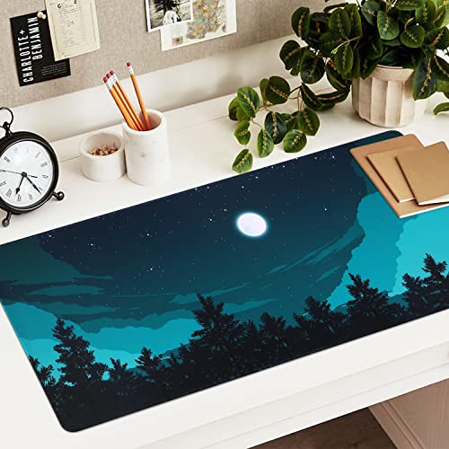 iCasso Extended Gaming Mouse Pad (35.4x15.7 in), Large 3mm Non-Slip Rubber Base Mousepad with Stitched Edges, Waterproof Keyboard Mouse Mat Desk Pad for Work, Game, Office, Home - Silent Night - color: Silent Night