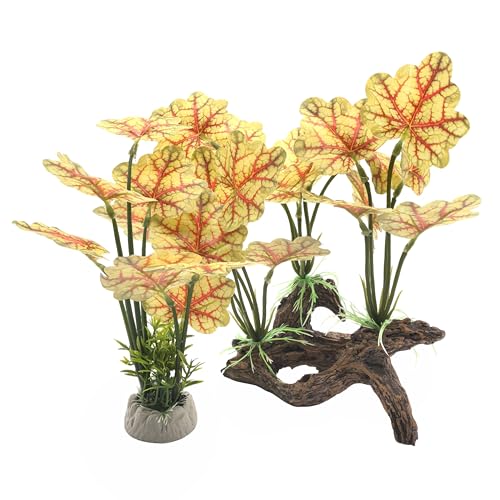 M2cbridge Fish Tank Plastic Soft Grass Artificial Betta Water Plants Decoration Goldfish Hide 2pcs (Light Yellow) - color: Light Yellow