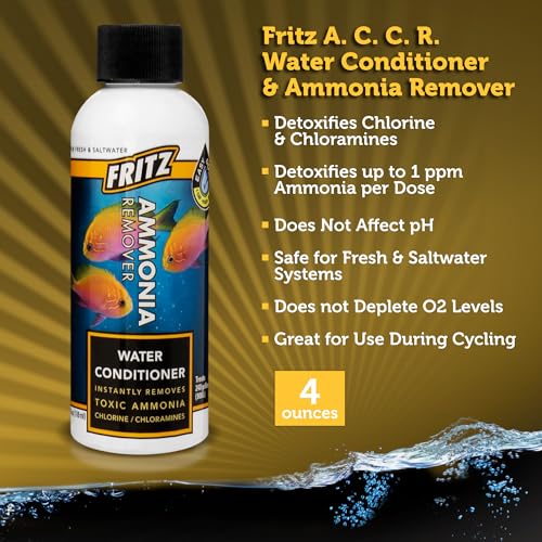 Fritz Aquatics ACCR Water Conditioner Instantly Removes Toxic Ammonia/Chlorine & Chloramines for Fresh & Salt Water Aquariums (4-Ounce) - size: 4 oz