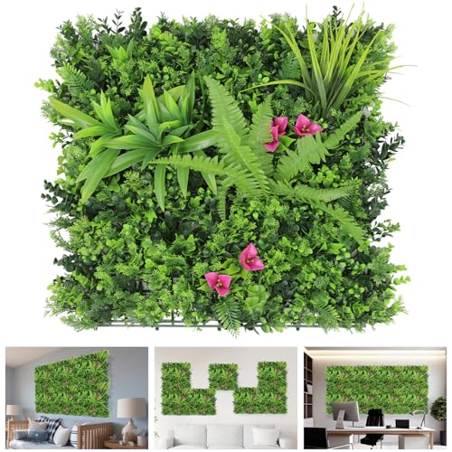 TANG 20"x20"-1PC Artificial Greenery Boxwood Panels Grass Wall Panel, Faux Privacy Fence Ivy Screens Backdrop Fake Hedge for Indoor Outdoor Wedding Décor, Style-12 - color: 20"x20" Panel-12, size: 20"x20"