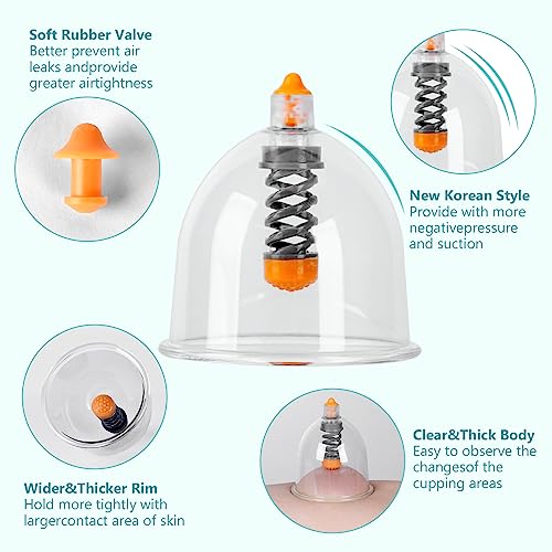 Cupping Therapy Set, 18 Pcs Cupping Set, Professional Cupping Kit for Massage Therapy, Portable Upgrade Cupping with Case, Pump Suction Cups for Cellulite Muscle Pain Relief Physical Therapy. - size: 18 CUPS