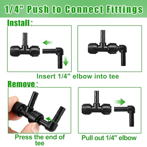 20 Pack 1/4" Push to Connect Fittings Elbow Connectors,Reptile Mister System Fittings,Reptile Mister Fittings for Aquarium,Vivarium,Irrigation System - size: 20 Pack 1/4" Elbow-B