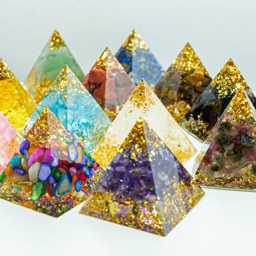 1.18inch Mini Natural Crystal Pyramid Statue Crafts Quartz Amethyst Chakra Crystal Pyramid Shape Meditation Tool Home Decoration Ornaments Gifts (Amethyst Cornucopia 1.18inch 12PCS) - color: Amethyst Cornucopia 1.18inch 12pcs