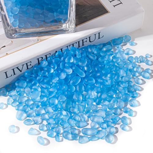 Keedolla Sea Glass Stones Frosted Glass Pebbles Gemstones for Aquarium Rocks, Fish Tank Gravel, Vase Fillers, DIY Crafts - Sky Blue(230g/8oz) - color: Sky Blue, size: 0.5 LB