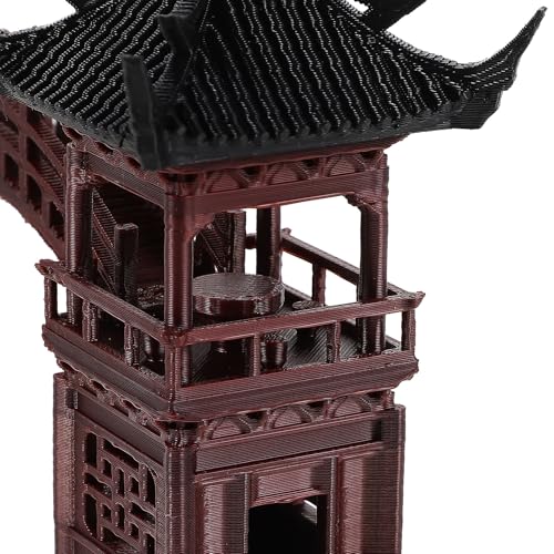 Ipetboom Fairy Garden Pavilion Figurine: Mini Pagoda with Bridge Statue Miniature Zen Garden Accessories for Micro Landscape Aquarium Dollhouse Decor