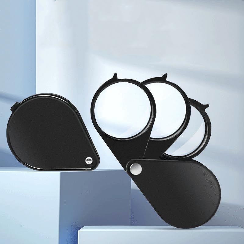 Pocket Magnifier Loupe 5X 10X 15X Triple Folding Magnifying Glass Jewelry Eye for Gemstone Coin Stamp Reading